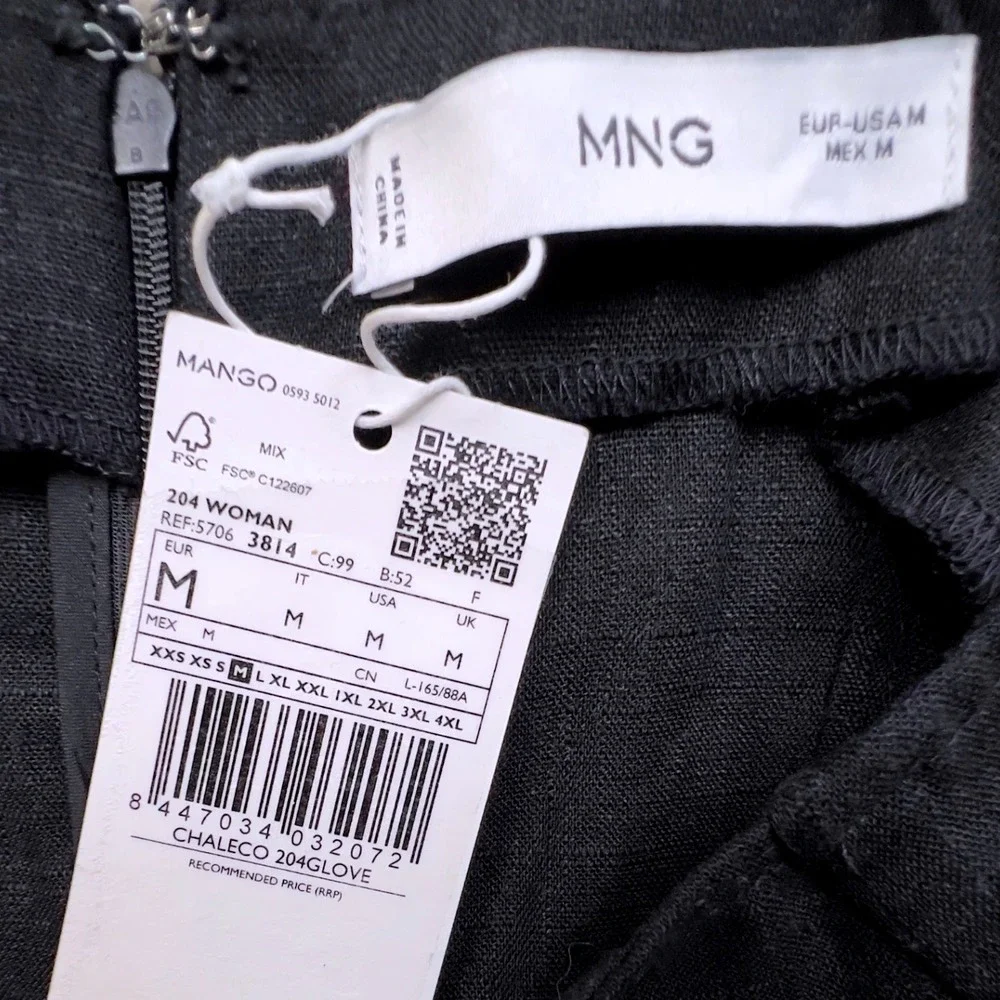 Mango MNG Halter Cross Front Jumpsuit Belted Black Linen Blend Size M Back Zip